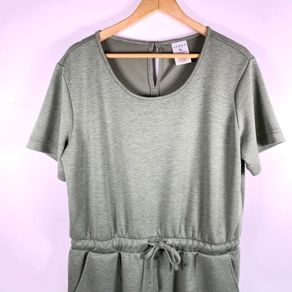 XL SERRA Romper buttery soft one piece green short-sleeve/pockets casual/lounge - Picture 4 of 14